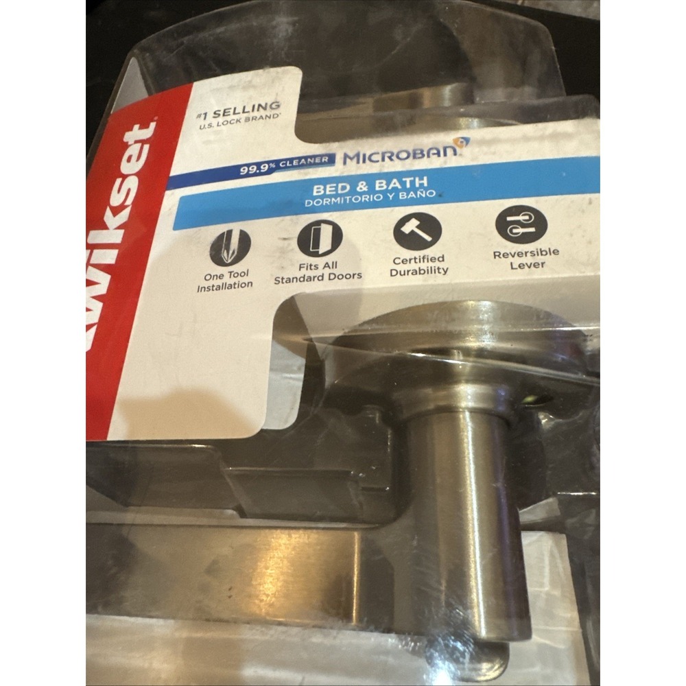 Kwikset Satin Nickel Privacy Door Handle Set‎ for Bathroom Bedroom